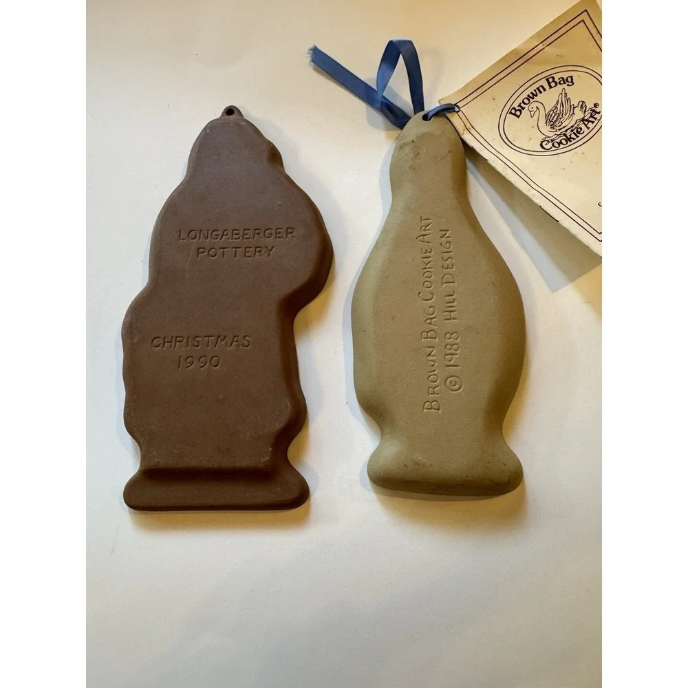 2 Brown Bag Cookie Stoneware Molds Bunny Rabbit 1988 & Father Christmas‎ 1990